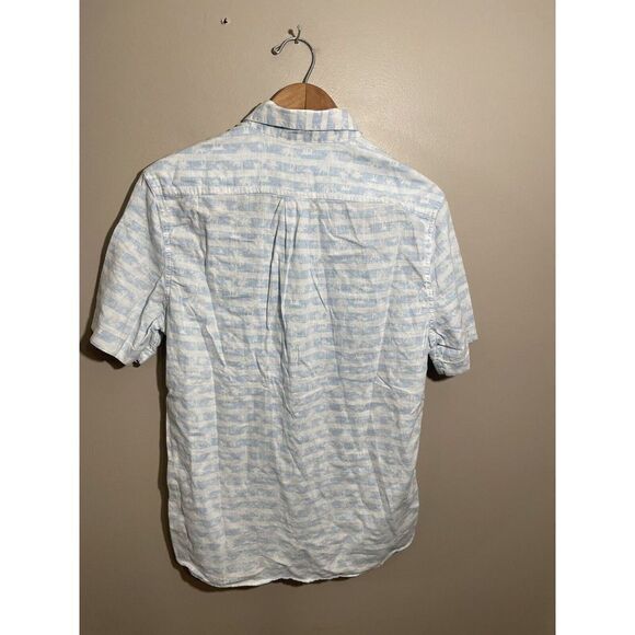 Southern Tide Palm Striped Shirt Men's Small Short Sleeve Beach Small Blue White - Picture 3 of 6